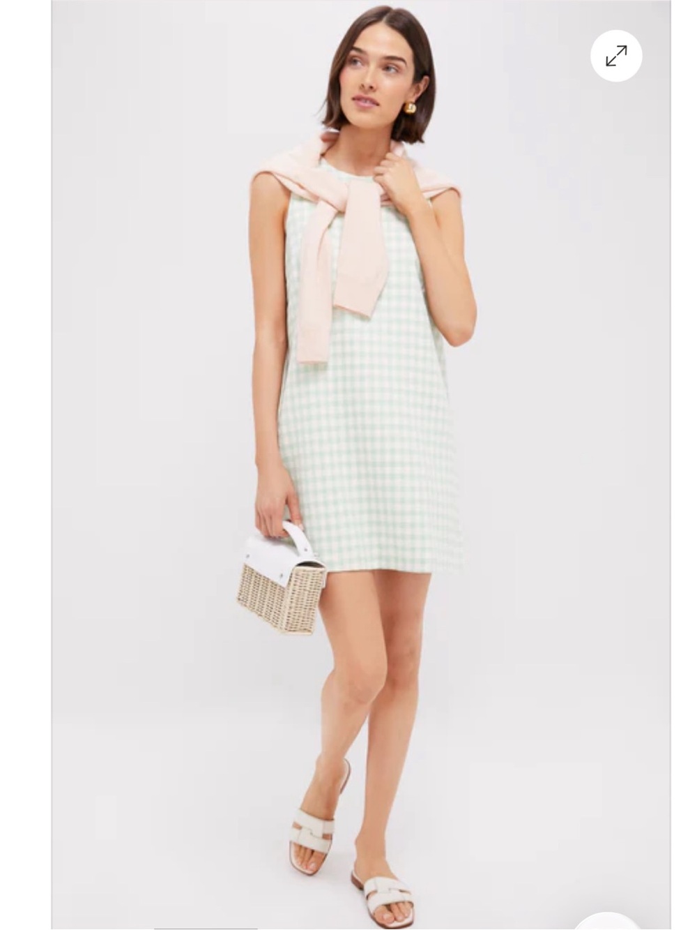 Tuckernuck mint green & white Gingham Mini Dress green check print NEW Size L - Picture 6 of 13